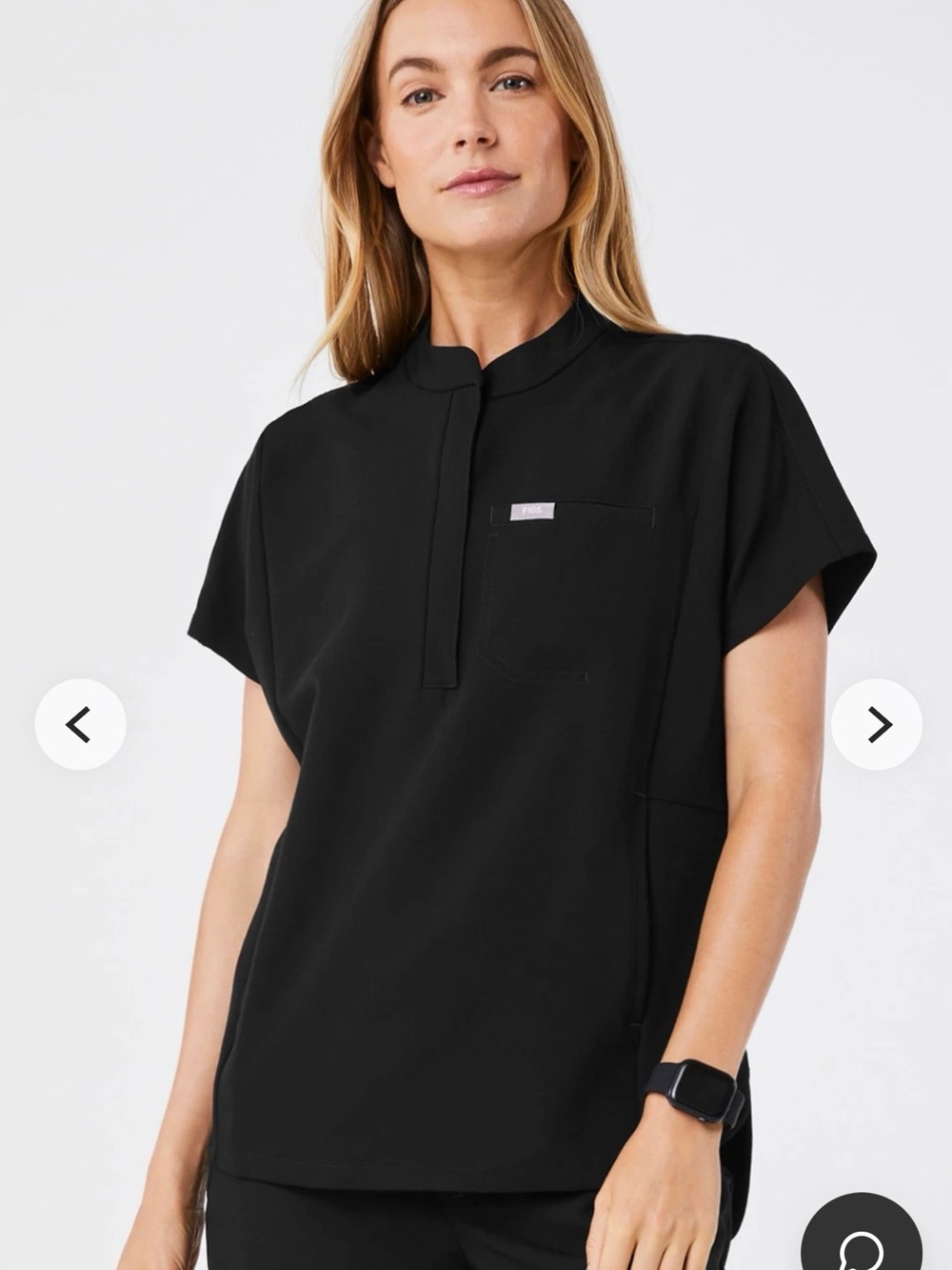 Figs Black Montex Relaxed Scrub Top - Women’s Oversized Scrub top Size Small EUC